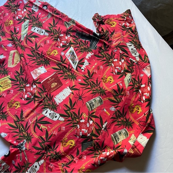 NIKBEN red printed logo short sleeve button up shirt - Picture 4 of 6